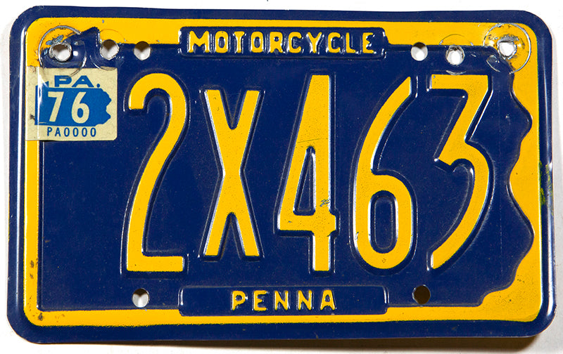 1976 Pennsylvania Motorcycle License Plate | Brandywine General Store