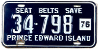 A classic 1976 passenger car license plate from the Canadian province of Prince Edward Island in very good plus condition