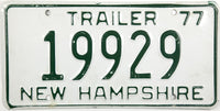 1977 New Hampshire Trailer License Plate