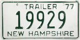 1977 New Hampshire Trailer License Plate