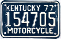 1977 Kentucky Motorcycle License Plate