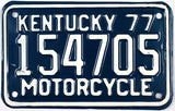 1977 Kentucky Motorcycle License Plate