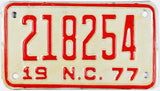 1977 North Carolina Motorcycle License Plate in excellent minus condition