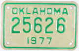 1977 Oklahoma Motorcycle License Plate Excellent Minus condition