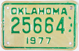 1977 Oklahoma Motorcycle License Plate very good plus condition