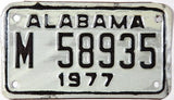 An unused NOS 1977 Alabama Motorcycle License Plate in very good condition
