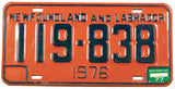 A 1977 Newfoundland and Labrador License Plate in excellent minus condition