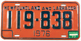 A 1977 Newfoundland and Labrador License Plate in excellent minus condition