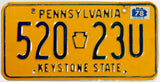 A classic 1978 Pennsylvania car license plate in very good plus condition