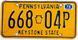 A classic 1978 Pennsylvania car license plate in very good condition