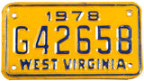 1978 West Virginia motorcycle license plate in very good plus condition