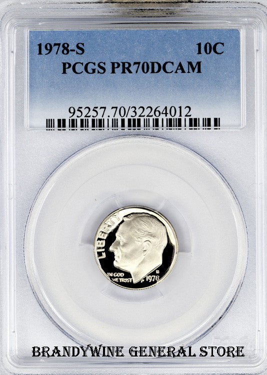 1978-S Roosevelt Dime certified by PCGS Proof 70 Deep Cameo
