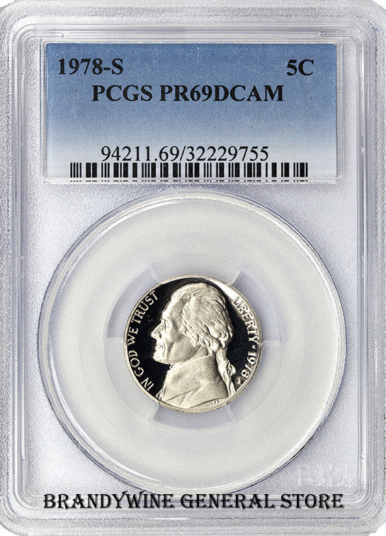 1978-S Jefferson Nickel certified PCGS Proof 69 Deep Cameo