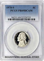 1978-S Jefferson Nickel certified PCGS Proof 69 Deep Cameo