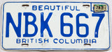 1978 British Columbia Canada car license plate in very good condition with bends