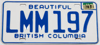 1978 British Columbia Canada car license plate in excellent plus condition