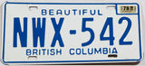 1978 British Columbia Canada car license plate in excellent condition