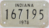 Classic New Old Stock 1978 Indiana Motorcycle License Plate which grades very good plus