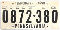 1978 Pennsylvania temporary cardboard license plate that was issued for a Jeep J-10 model