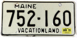 A classic 1978 Maine DMV car license plate in very good plus condition