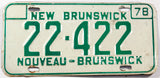 A classic 1978 New Brunswick passenger car license plate in very good condition