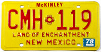 1978 New Mexico passenger car license plate in excellent minus condition