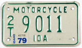 A classic 1979 Idaho motorcycle license plate in very good plus condition with light bend