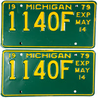 A pair of May 14, 1979 Michigan license plates which are for a jurisdictional vehicle