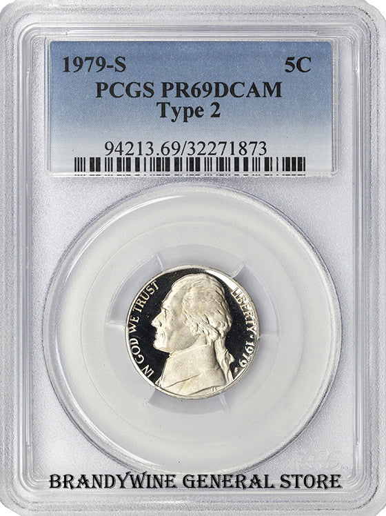 1979-S Jefferson Nickel certified PCGS PR69DCAM Type 2