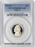 1979-S Jefferson Nickel certified PCGS PR69DCAM Type 2