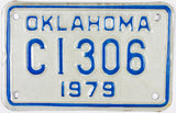 1979 Oklahoma Motorcycle License Plate in Excellent condition