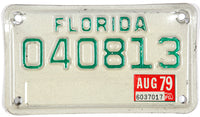 1979 Florida motorcycle license plate in very good plus condition