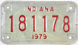 1979 Indiana Motorcycle License Plate in very good plus condition