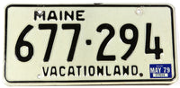 A classic 1979 Maine DMV car license plate in excellent minus condition
