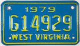 1979 West Virginia Motorcycle License Plate in excellent minus condition