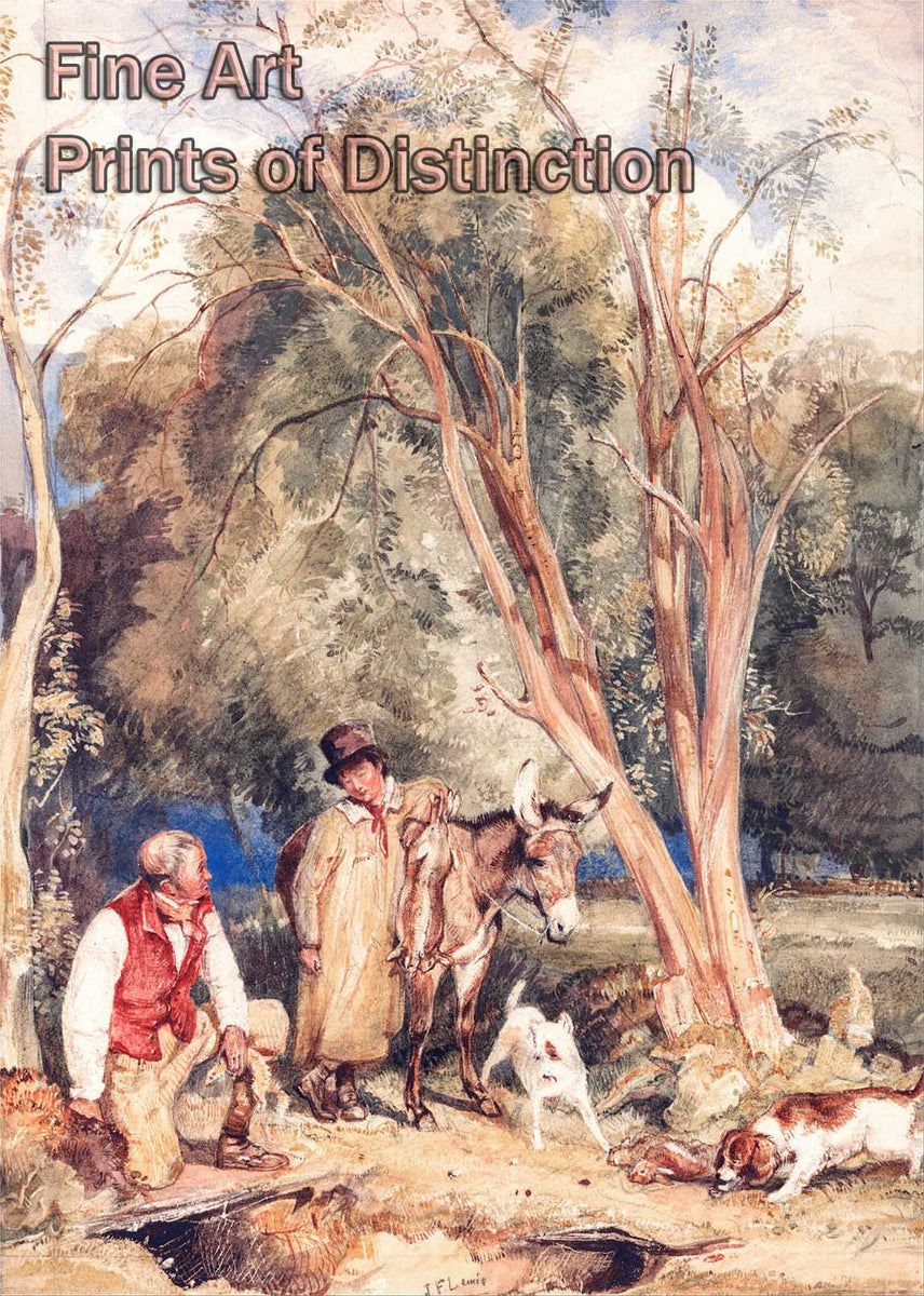 An archival premium Quality art Print of Gamekeeper and Boy Ferreting a Rabbit by John Frederick Lewis for sale by Brandywine General Store