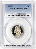 1980-S Jefferson Nickel certified PCGS Proof 69 Deep Cameo