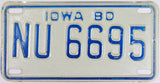 A 1980 Iowa Motorcycle License Plate grading excellent minus