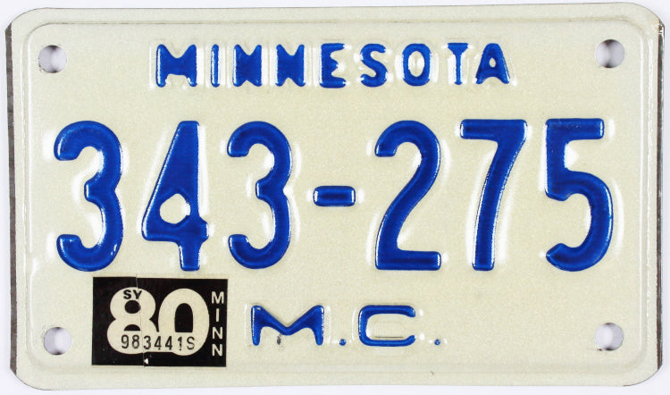 1980 Minnesota Motorcycle License Plate