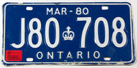 A 1980 Ontario commercial small truck license plate in very good plus condition