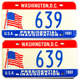 1981 DC Ronald Reagan Inaugural car license plates
