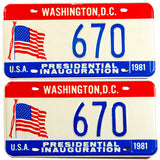 1981 DC Ronald Reagan Inaugural car license plates in excellent condition
