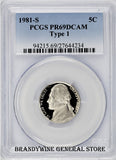 1981-S Jefferson Nickel Type 1 certified PCGS Proof 69 Deep Cameo