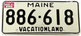 A classic 1981 Maine DMV car license plate in excellent minus condition
