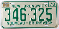 A classic 1981 New Brunswick passenger car license plate in excellent minus condition