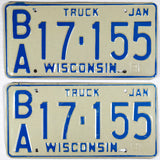 A classic pair of 1981 Wisconsin Truck License Plates