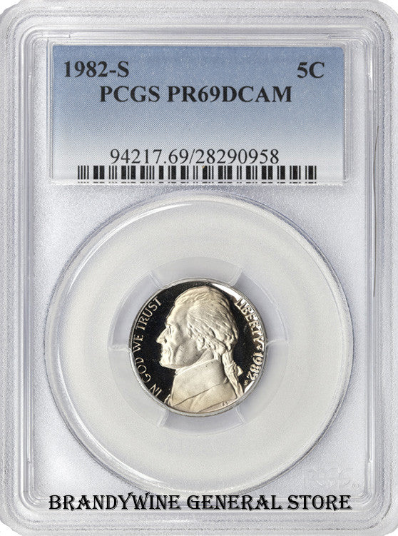 1982-S Jefferson Nickel certified PCGS Proof 69 Deep Cameo