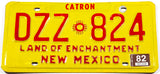 1982 New Mexico car license plate from Catron County in excellent minus condition