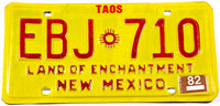 1982 New Mexico car license plate from Taos County in excellent condition