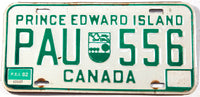 A classic 1982 passenger car license plate from the Canadian province of Prince Edward Island in very good plus condition